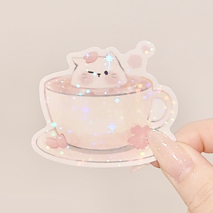 Vivi in Cherry Blossom Latte Decal Sticker (Iridescent Finish)